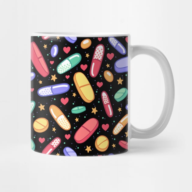 Colorful Pills on Black by Spookish Delight